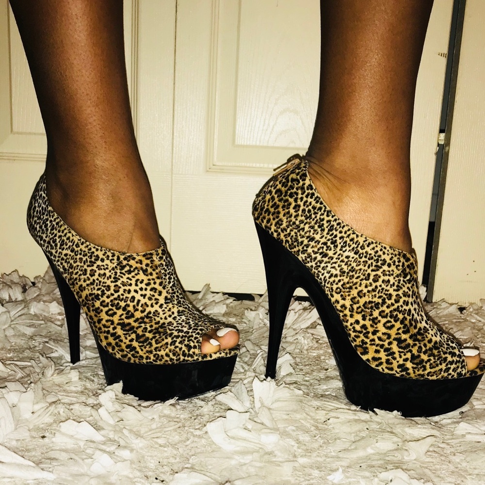 Cheetah print 6in platforms.
